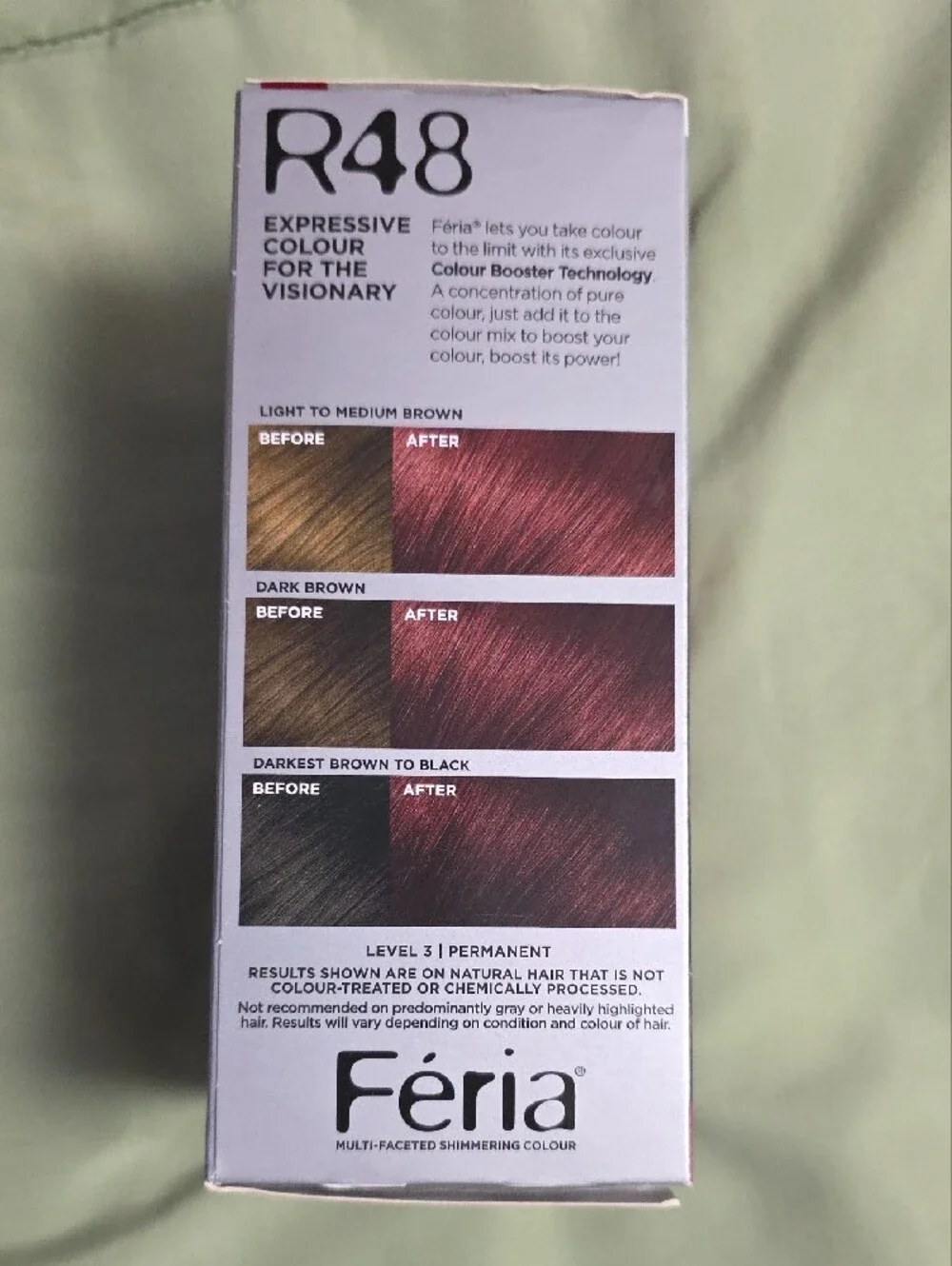 L'Oreal Paris Feria Shimmering Permanent Hair Color, R48 Red Velvet, 2pk